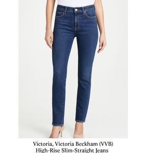 Victoria Victoria Beckham (VVB) High-rise Slim Straight Dark Wash Jeans, Sz 28